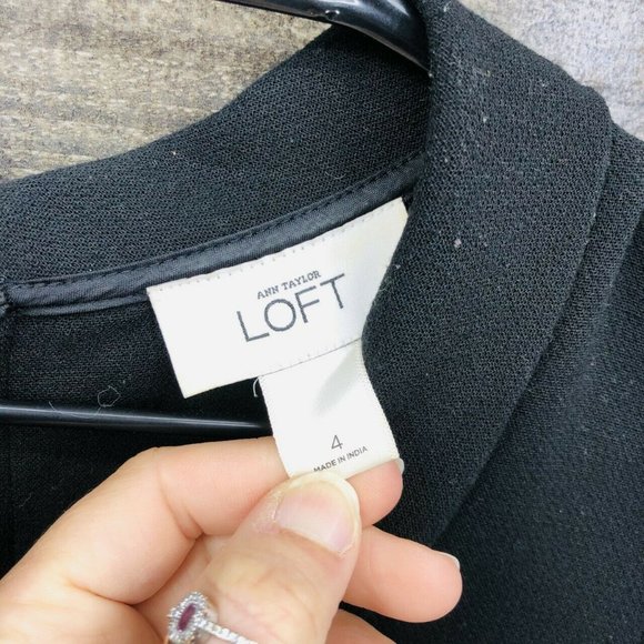 Ann Taylor Loft Draped Cowl Neck Dress Sz 4 Black - Picture 5 of 7